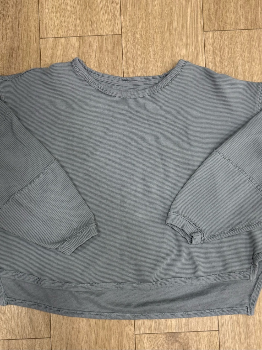 We The Free Gray Ribbed Oversized Pullover Sweatshirt Size L